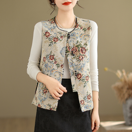 Autumn new new Chinese style national style jacquard embroidered waistcoat vest