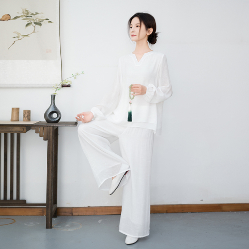 2024 New Ethnic Style Cotton Linen Zen Meditation Suit National Style Tea Suit Performance Suit Two-piece Set for Women