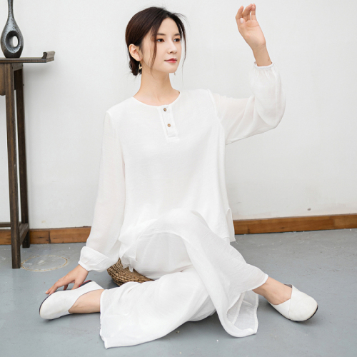 2024 New Ethnic Style Cotton Linen Zen Meditation Suit National Style Tea Suit Performance Suit Two-piece Set for Women