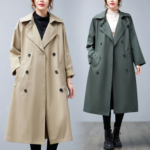 Long windbreaker autumn new fashion temperament casual workwear coat windbreaker