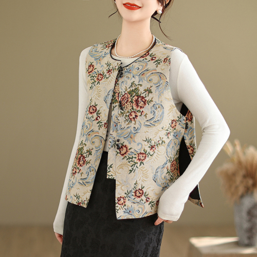 Autumn new new Chinese style national style jacquard embroidered waistcoat vest