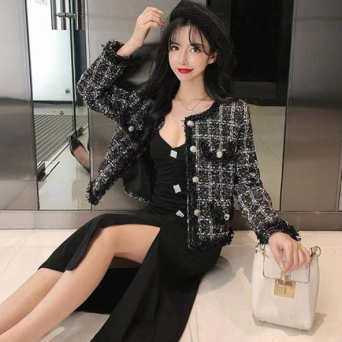 High-end small fragrant jacket with inner lining for women in autumn, ladylike temperament, autumn short cotton-padded jacket, cotton-padded jacket