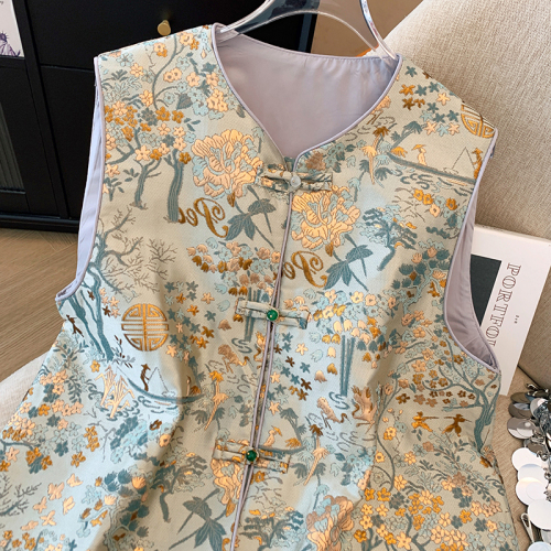 2024 Autumn New Heavy Industry Embroidery National Style Vest Top Song Brocade New Chinese Style Vest Jacket