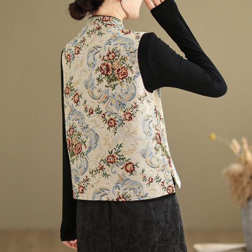 Autumn new new Chinese style national style jacquard embroidered waistcoat vest