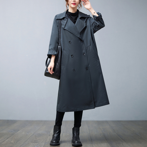 Long windbreaker autumn new fashion temperament casual workwear coat windbreaker