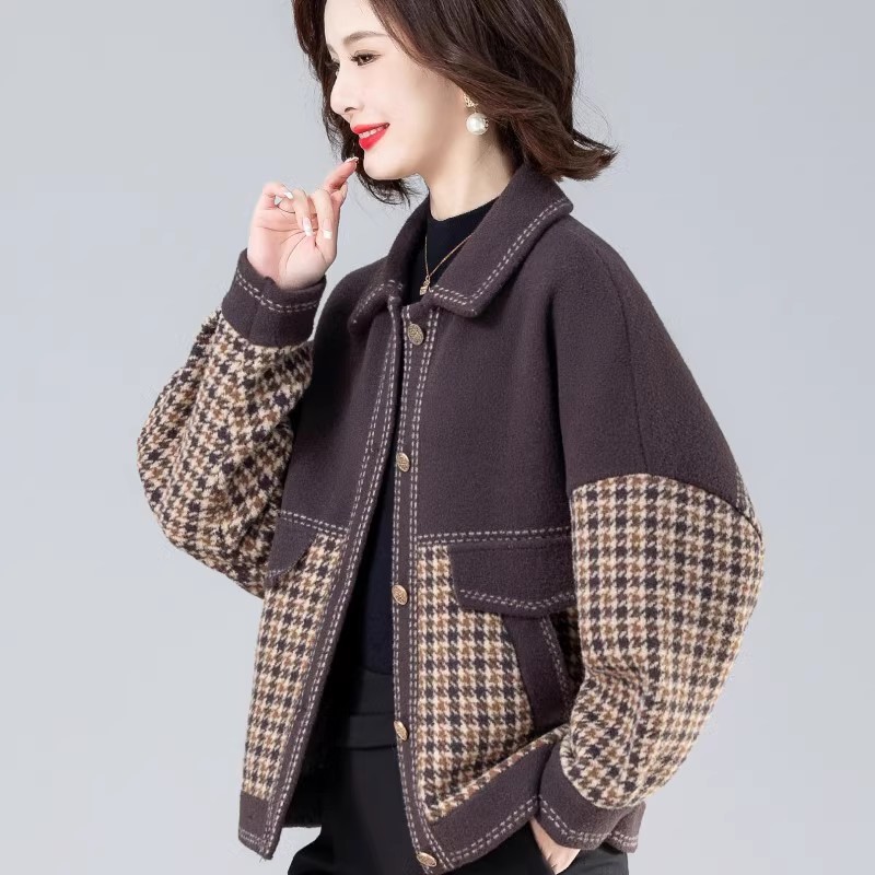 Mother's spring style long-sleeved top middle-aged women's spring and autumn casual outerwear middle-aged and elderly temperament lapel large size coat