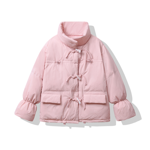 Korean down jacket women's short style new Korean style loose horn button cotton jacket