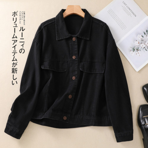 2024 Retro High Density Cotton Jacket Large Size Women's Loose Work Jacket for Autumn Outerwear