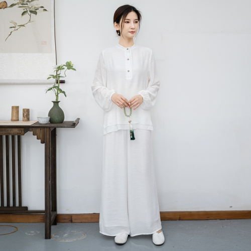 2024 New Ethnic Style Cotton Linen Zen Meditation Suit National Style Tea Suit Performance Suit Two-piece Set for Women