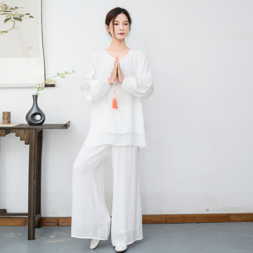 2024 New Ethnic Style Cotton Linen Zen Meditation Suit National Style Tea Suit Performance Suit Two-piece Set for Women