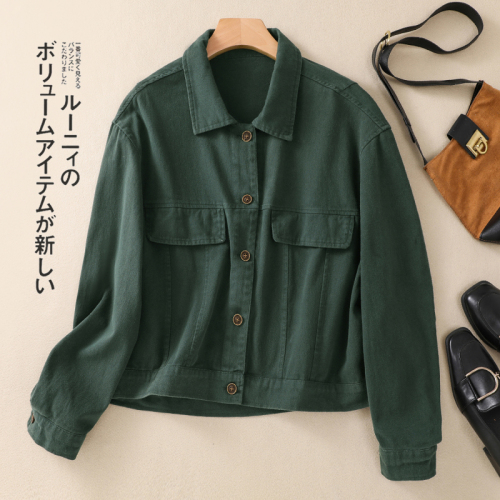 2024 Retro High Density Cotton Jacket Large Size Women's Loose Work Jacket for Autumn Outerwear