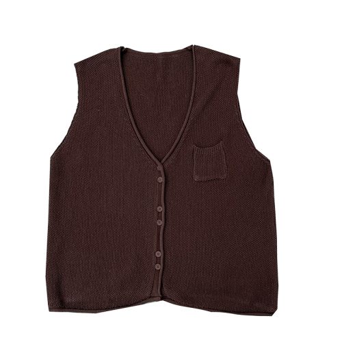 2024 Autumn Literary V-neck Knitted Vest Women's Solid Color Loose Retro Large Size Sleeveless Waistcoat