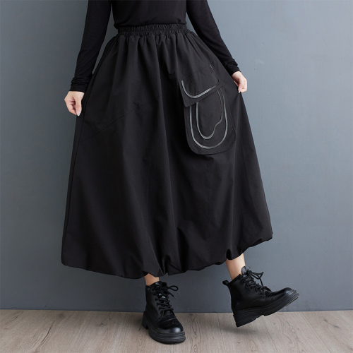 2024 Autumn High Waist Flower Bud Skirt Lantern Skirt Loose Large Size A-Line Skirt Puff Skirt for Women