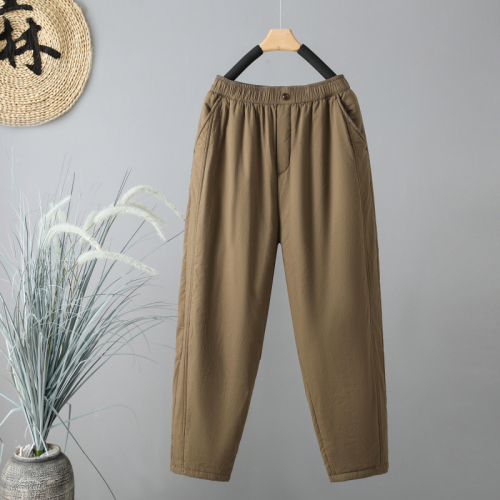 Winter cotton trousers 2024 new retro casual thickened trousers versatile loose warm cotton trousers for outer wear