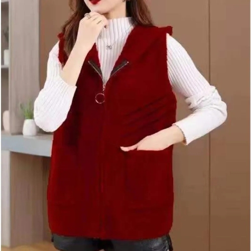 Quality Inspection Officer Picture 2024 Spring and Autumn Imitation Mink Velvet Jacket Vest Women's Vest Cardigan Fashionable Slim Outer Waistcoat