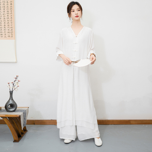 2024 New Ethnic Style Cotton Linen Zen Meditation Practice Wear Set National Style Yoga Wear Tea Wear Dance