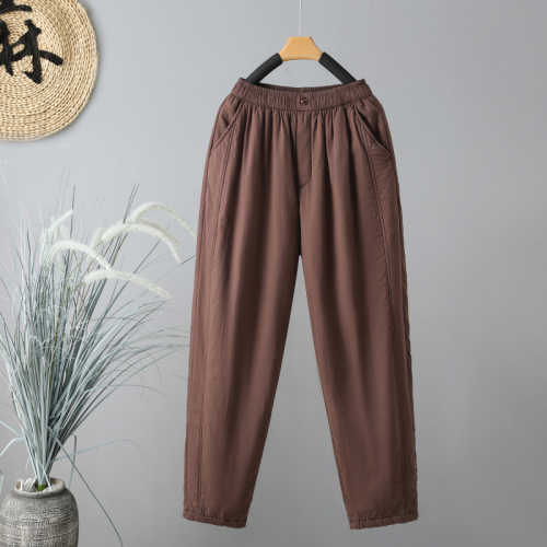 Winter cotton trousers 2024 new retro casual thickened trousers versatile loose warm cotton trousers for outer wear