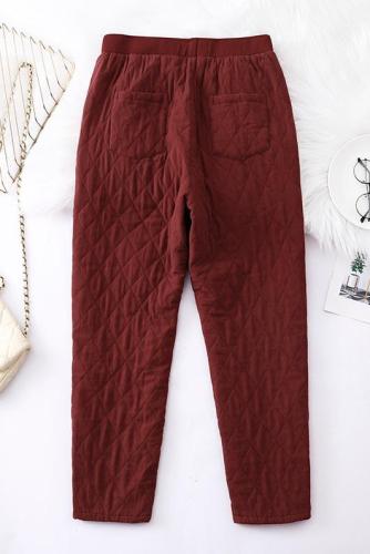 Middle-aged and elderly women's new autumn and winter large size 200 pounds quilted harem pants for women's casual outerwear slimming thin cotton pants trend