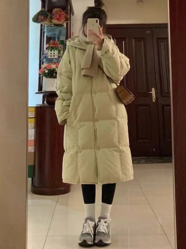 Official picture of women's mid-length down jacket, new winter thickened oversize cotton-padded jacket for small people