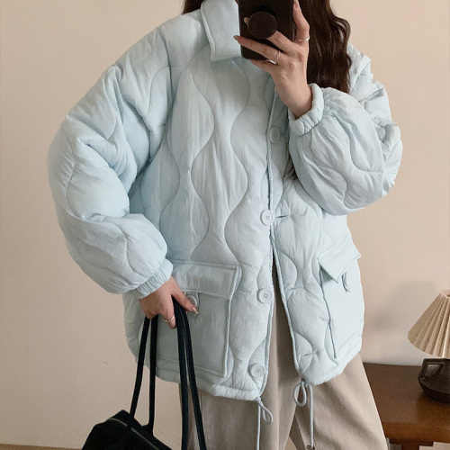 Actual shot of 2024 new Korean style small short down cotton-padded jackets for women, winter jackets, quilted thin cotton-padded jackets