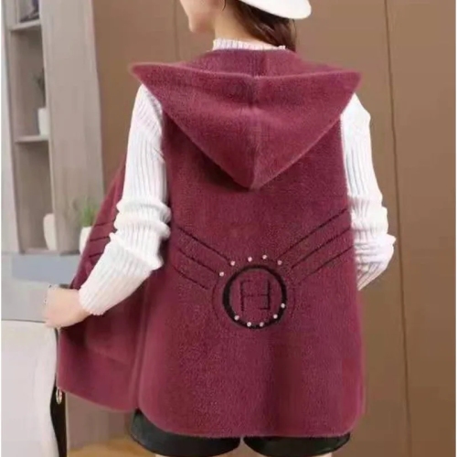 Quality Inspection Officer Picture 2024 Spring and Autumn Imitation Mink Velvet Jacket Vest Women's Vest Cardigan Fashionable Slim Outer Waistcoat