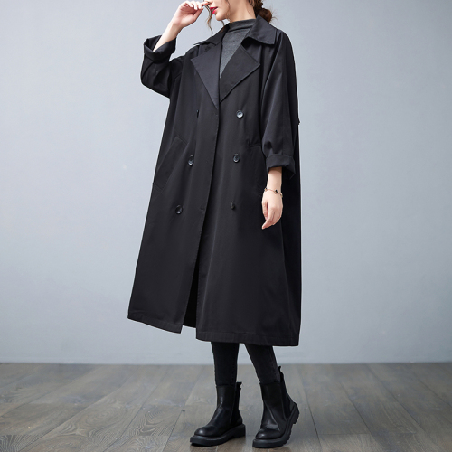 Long windbreaker autumn new fashion temperament casual workwear coat windbreaker