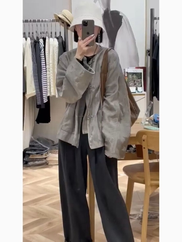 Maillard Gray New Chinese Style Light National Style Jacquard Cardigan Jacket Autumn Women's New Style