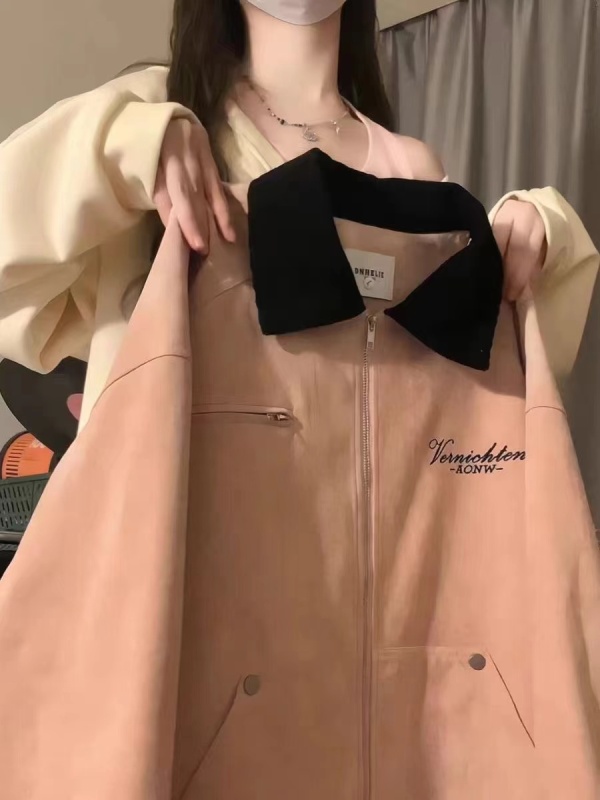 Baseball uniform spring and autumn new American style loose retro embroidered casual lapel couple jacket jacket top