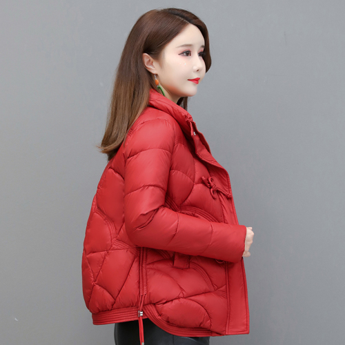 Red button-down short down jacket for women plus size hot style winter Korean style cotton-padded jacket