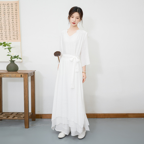 2024 New Ethnic Style Cotton Linen Zen Meditation Practice Wear Set National Style Yoga Wear Tea Wear for Women