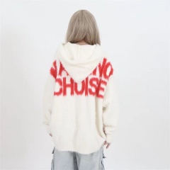 American lazy style letter hooded sweater for women 2024 new Korean style loose retro sweater ins