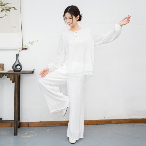 2024 New Ethnic Style Cotton Linen Zen Meditation Suit National Style Tea Suit Performance Suit Two-piece Set for Women