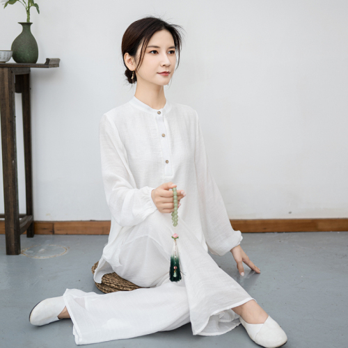 2024 New Ethnic Style Cotton Linen Zen Meditation Suit National Style Tea Suit Performance Suit Two-piece Set for Women