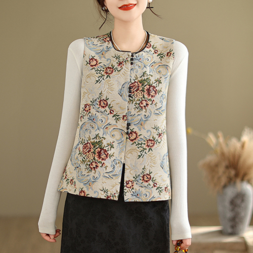 Autumn new new Chinese style national style jacquard embroidered waistcoat vest