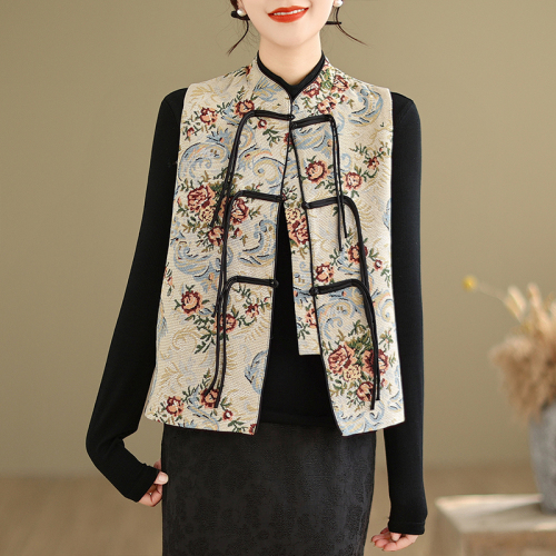 Autumn new new Chinese style national style jacquard embroidered waistcoat vest