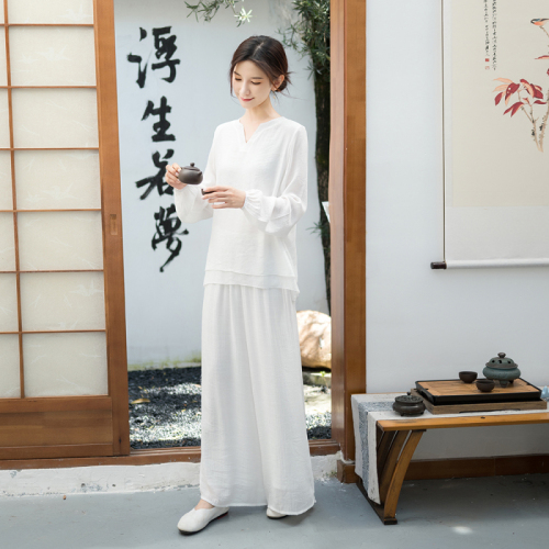 2024 New Ethnic Style Cotton Linen Zen Meditation Suit National Style Tea Suit Performance Suit Two-piece Set for Women