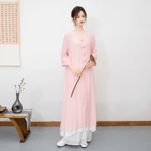 2024 New Ethnic Style Cotton Linen Zen Meditation Practice Wear Set National Style Yoga Wear Tea Wear Dance