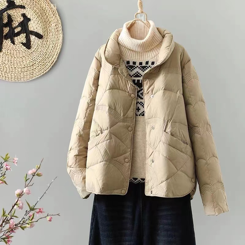 White Duck Down South Korea Dongdaemun New Duck Down Jacket Women's Short Lightweight Stand Collar Xiangyun Down Jacket