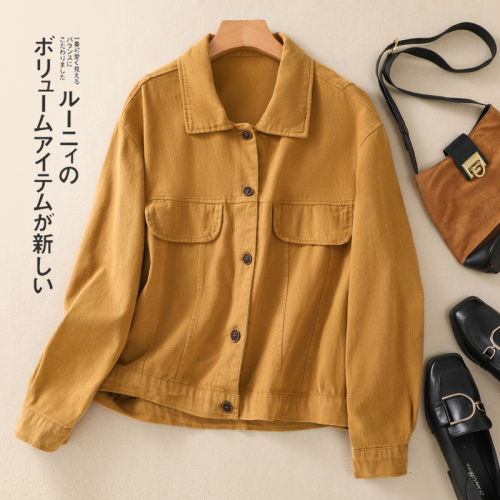 2024 Retro High Density Cotton Jacket Large Size Women's Loose Work Jacket for Autumn Outerwear