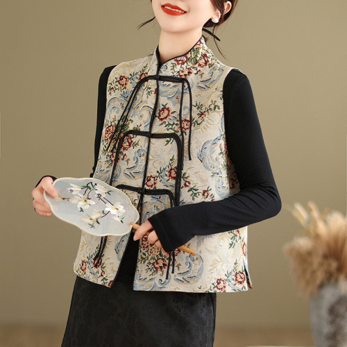 Autumn new new Chinese style national style jacquard embroidered waistcoat vest