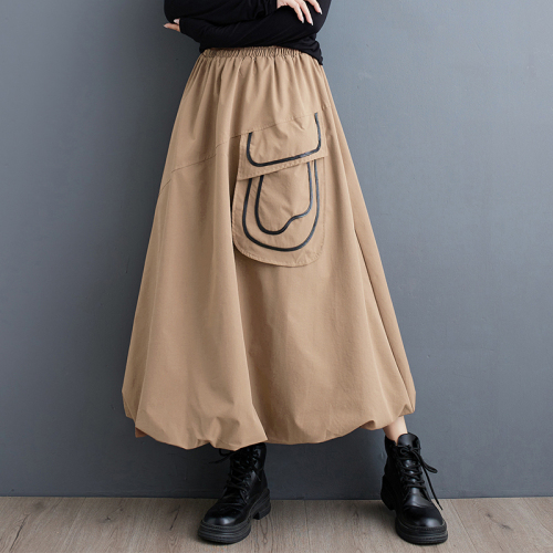 2024 Autumn High Waist Flower Bud Skirt Lantern Skirt Loose Large Size A-Line Skirt Puff Skirt for Women