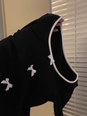 40 counts, 210 grams, 92 cotton, 8 ammonia~~ Chic, sweet and spicy long-sleeved T-shirt for women, autumn new bow bell sleeve top