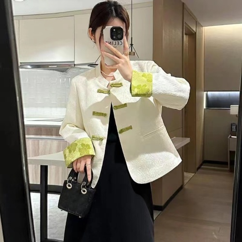 Autumn New Chinese Style Jacket Retro Jacquard Disc Button Splicing Stand Collar Small Fragrant Style Top High-end Suit