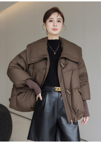 Semi-ripe cheese 2024 new fashion Korean style detachable fox fur collar down jacket winter horn button jacket for women