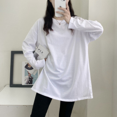 New autumn white clean version t-shirt women's long-sleeved inner layered bottoming shirt with loose top