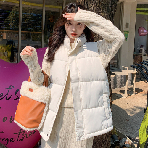 Actual shot of 2024 autumn and winter new Korean style short stand collar loose down jacket vest large size women's clothing can be worn 200