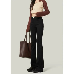 2024 New Autumn Black Bell-bottom Jeans for Short Figures, High-waisted Elastic Ankle Bell-bottom Pants