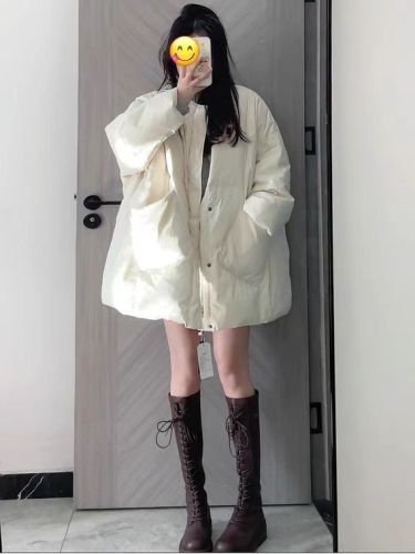 Off-white cotton coat women's new winter Korean style loose large version cotton jacket warm cotton coat