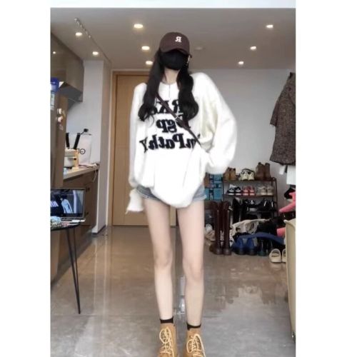 Soft waxy fufu white mohair sweater for women autumn and winter thickened high-end mink velvet top lazy knitted sweater