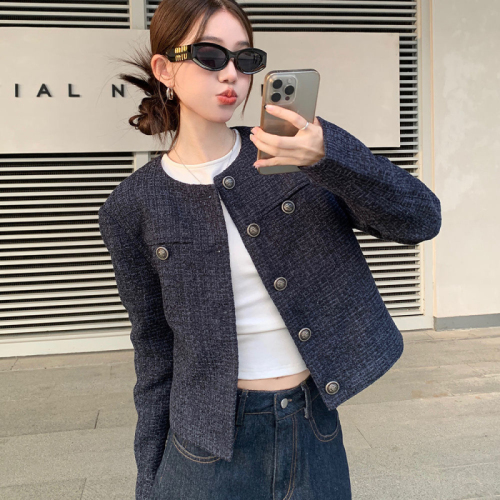 Xiaoxiangfeng short coat for women in autumn new style single-breasted retro high-end casual loose long-sleeved temperament top trendy